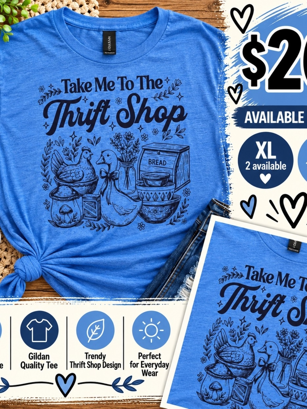 Gildan Blue 'Take Me To The Thrift Shop' Short-Sleeve Graphic Tee